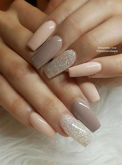 matte nails with designs|neutral nails with accent nail.